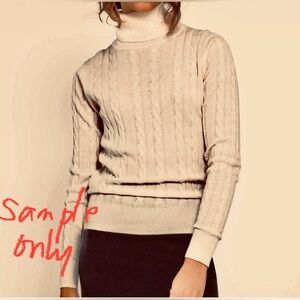 IZOD Women's Beige Preppy Cable Knit Turtleneck Sweater